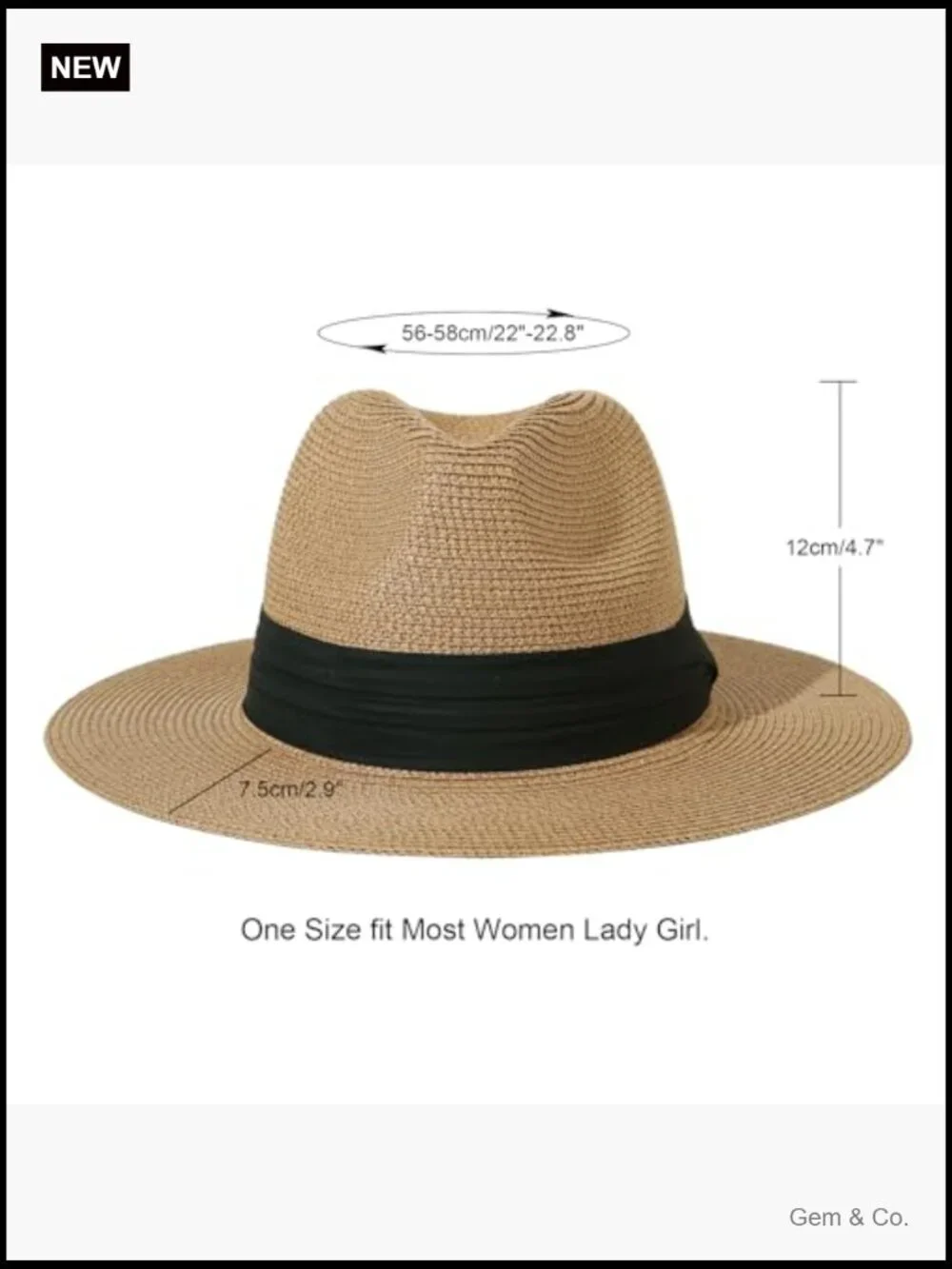 Wide Brim Straw Panama Roll up Hat Fedora Beach Sun Hat UPF50+
